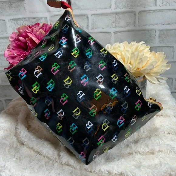 Dooney & Bourke Black Multicolor Logo Cosmetic Bag - Picture 2 of 3